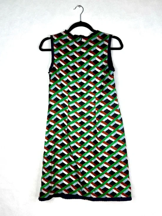 J CREW Silk Dress in Ratti Graphic Diamond Print - G8437 - Sz 0 - Picture 8 of 12